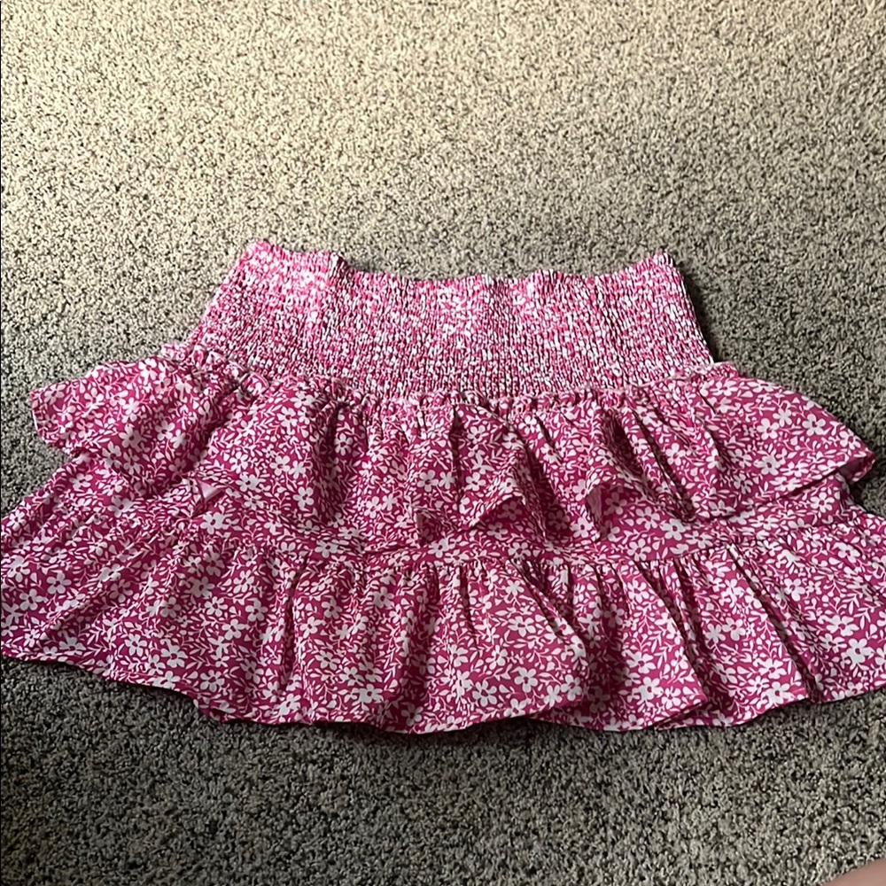 Floral Pink Ruffle Skirt